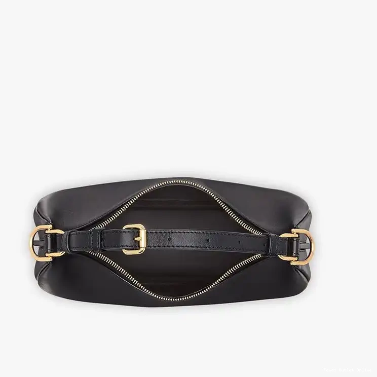 Affordable Black Fendi Fendigraphy Bag Hobo In Leather Small Calf 0520